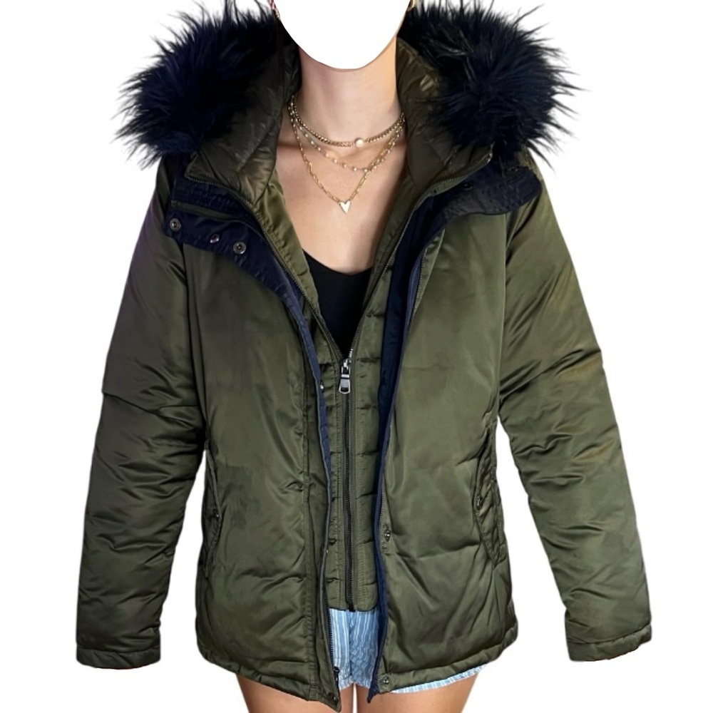 SageOlive Puffer Coat with Faux Fur Trim